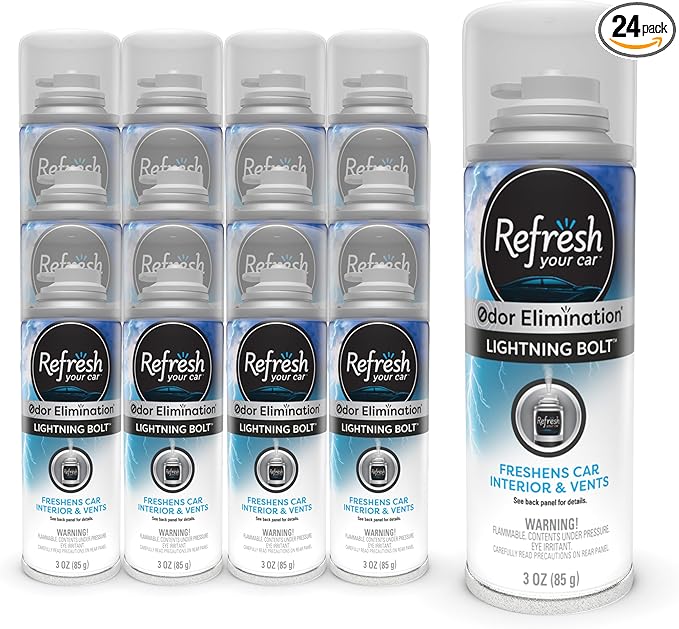 Refresh Your Car! Active Odor Elimination Fogger (Lightning Bolt Scent), Pack of 24