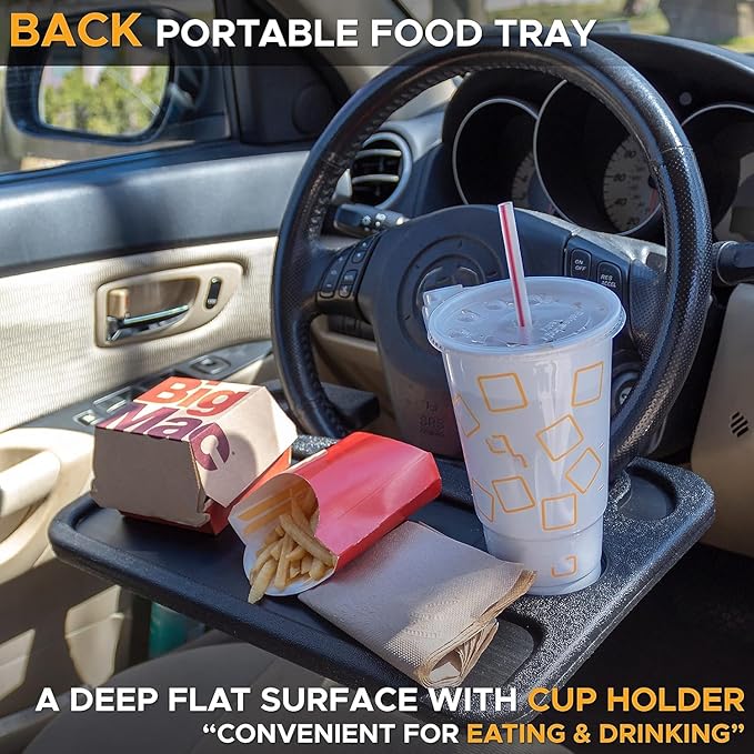 EcoNour Steering Wheel Desk Tray Compatible for 2020-2024 2025 2026 Toyota Corolla Steering Wheel Tray Table Car Laptop Holder Eating Tray for Car Food & Drink Desk Holder Travel Accessories