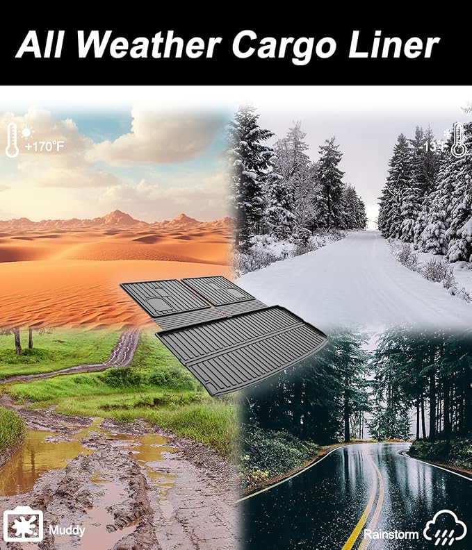Original 2022-2026 MDX Cargo Liners & Backrest Mat for Acura MDX - Custom Fit Upper and Lower Position Trunk Mat & 3rd Row Seat Backrest Mat - All Weather Odorless TPE Car Mats for Acura MDX 2022-2026