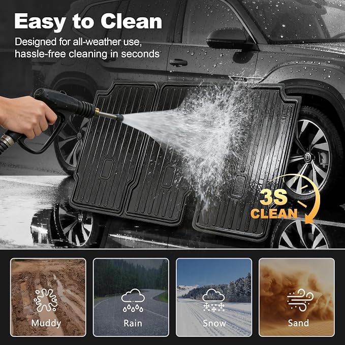AOMSAZTO Cargo Mat and Backrest Mat Compatible with Volkswagen Atlas 2018-2025 2026 (NOT for Cross Sport): TPE All Weather Protection VW Atlas Cargo Liner - 2nd&3rd Row Backrest +Trunk Mats