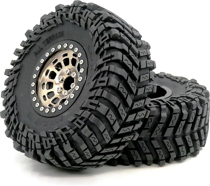 HOBBYSOUL -10mm Negative Offset 2.2 Beadlock Wheels and Tires, 5.0'' Tall tyre & 40mm Wide Rims for RC Mud Crawler All Terrain TRX4 Gen8 Capra Wraith Upgrades,HS701094