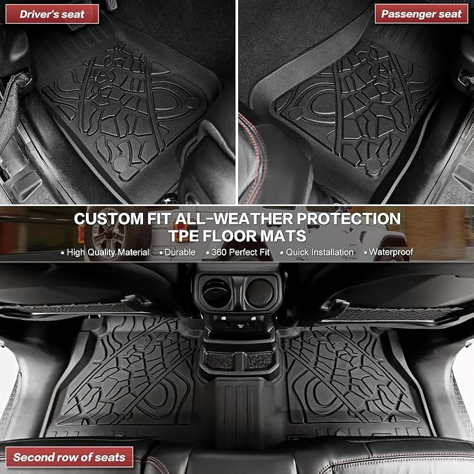 Cargo Mat Floor Liner Compatible with 2018-2025 Jeep Wrangler JL Unlimited 4 Door, Seat Back Cover Cargo Liner Rear Floor Mat for 2024 Jeep Wrangler JL/JLU Accessories