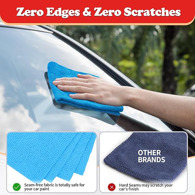 FIXSMITH Shop Towels, Microfiber Cleaning Cloth Bulk, 200 Pack Microfiber Towels for Cars, All-Purpose Absorbent Cleaning Rags, Dust Cloth for Automotive, Mechanic, Garage, Bar, 11.5 x 11.5 inch