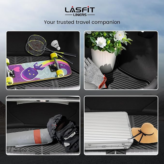 LASFIT Floor Mats & Trunk Cargo Liner for Acura RDX 2019-2026 SUV, Custom Fit All Weather TPE Floor Liners, 1st & 2nd Row Cargo Mat Set, Black