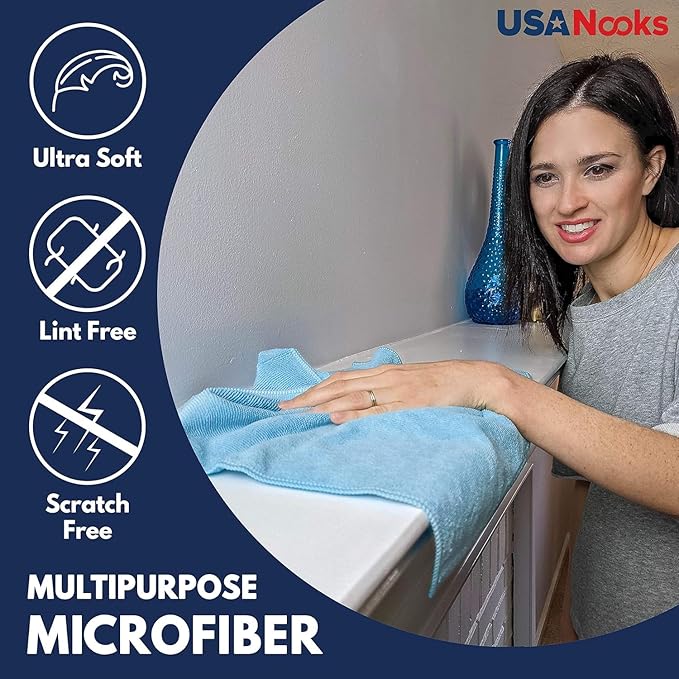 USANOOKS Microfiber Cleaning Cloth - Turq - 100Pcs (12.5x12.5 inch) High Performance - 1200 Washes, Ultra Absorbent Car Towel Traps Grime & Liquid for Streak-Free Mirror Shine - car Washing Cloth