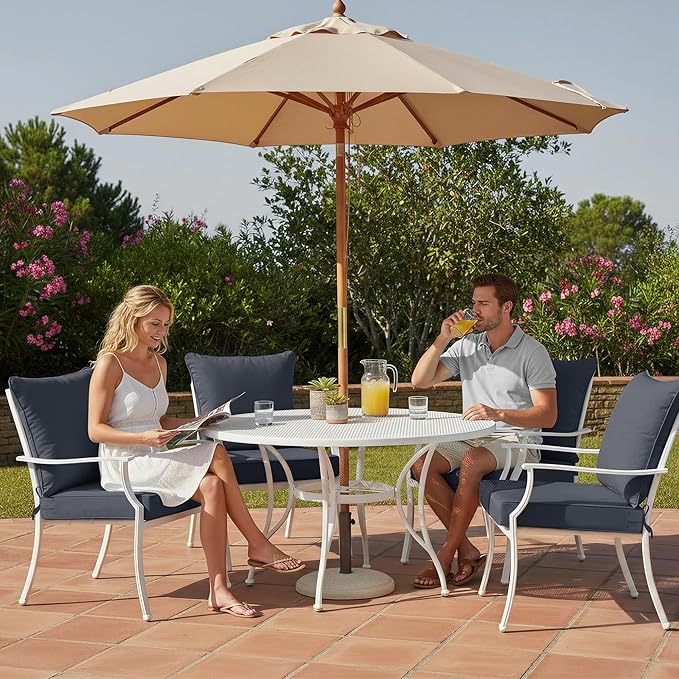 Summsun Outdoor Chair Cushion 19 x 19 Inch, Backrest and Seat Cushion Set for Patio Furniture with Water Resistant Removable Cover, Dark Grey, 1 Set