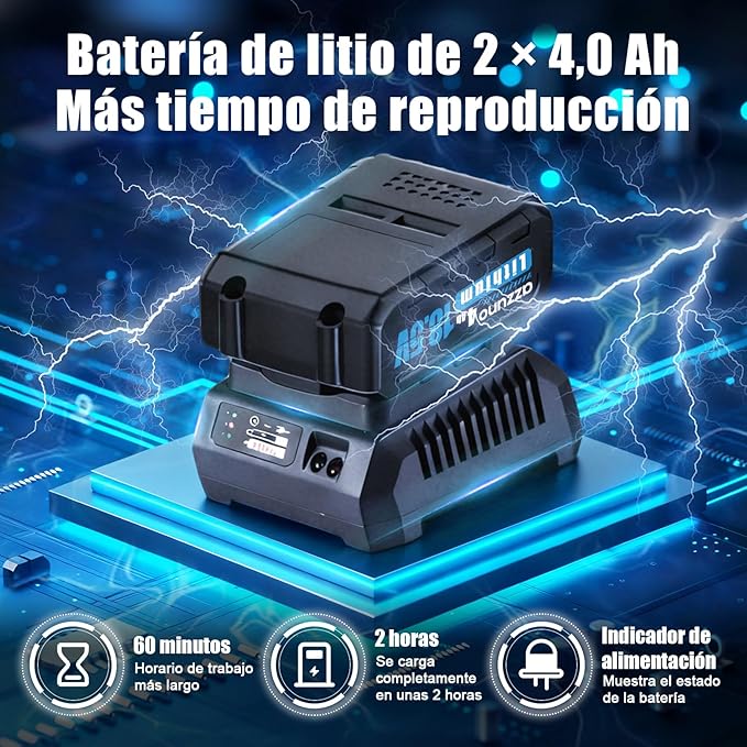 AZZUNO Electric Impact Wrench 737 Ft-lbs(1000N.m) 1/2'' Brushless Cordless Impact Driver with Fast Charger and 2x4.0Ah Battery Powered Impact Wrench Charger & 4 CR-V Sockets for Home Car Truck Tires