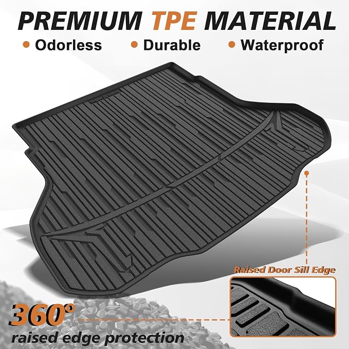 TripleAliners All Weather Trunk Mat Compatible with 2024-2025 2026 KIA K4 Sedan Accessories Cargo Mat Custom Fit TPE Full Coverage Protection Odorless Waterproof Cargo Liner