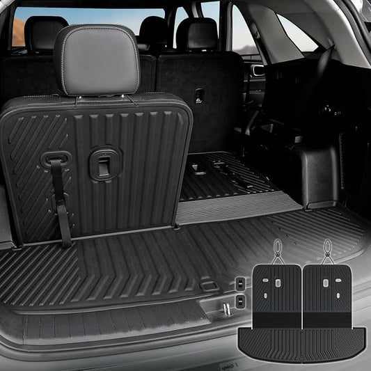 Cargo Mat with Backrest Mats 2-in-1 for 2021-2024 2025 2026 Kia Sorento 6/7 Seats Car Mat Accessories, All Weather TPE Interior Trunk Cargo Liner(Cargo Mat with Backrest Mats)