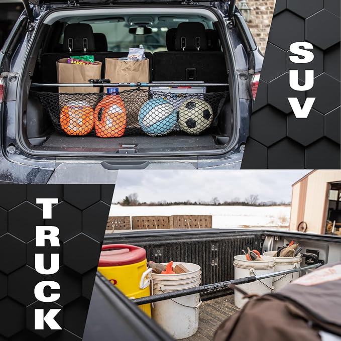 Keeper - Extended Ratcheting Cargo Bar - Adjustable 44 to 74 Inches, Secure Storage for SUVs, Full Sized Trucks, and Trunks
