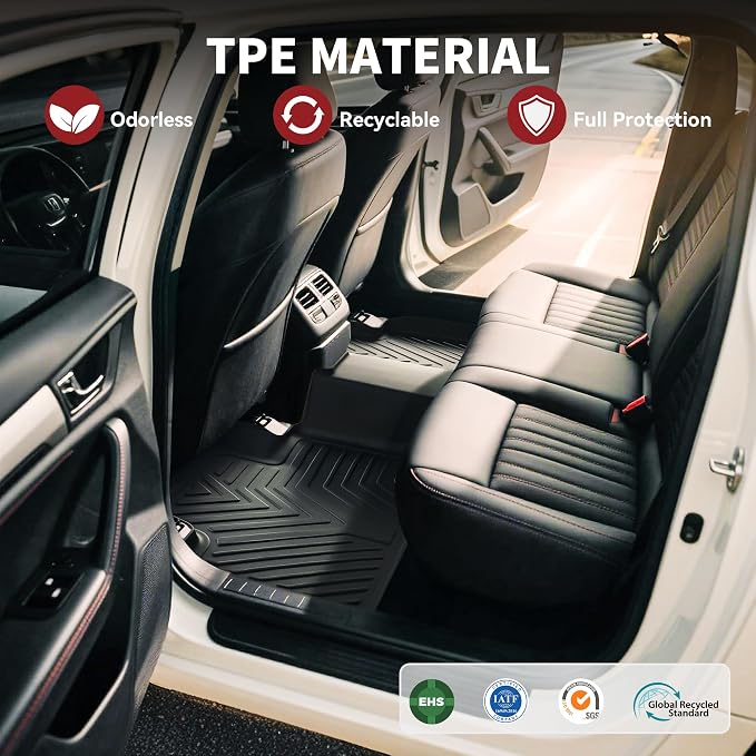 YITAMOTOR Floor Mats & Cargo Liner Fit for Mazda CX-5 2017-2025, TPE All Weather Custom Fit Floor Liners for Mazda CX5, 1st & 2nd Row and Trunk Liner Car Mats Set Accessories, Black