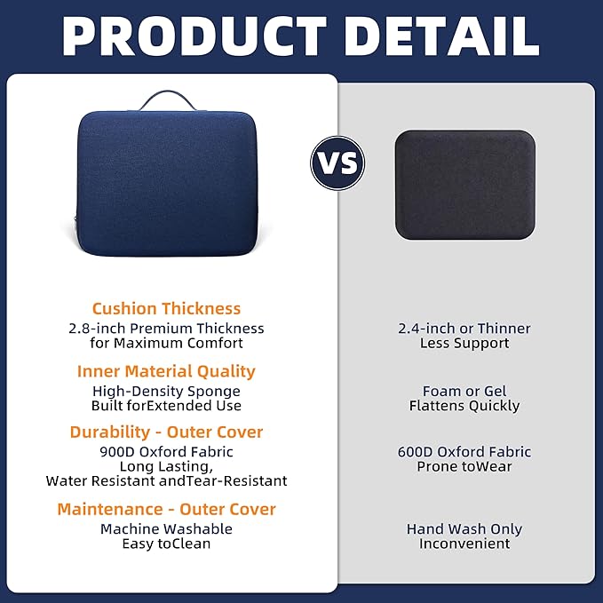 2-Pack Stadium Seat Cushions for Bleachers – Waterproof 2.8" Extra Thick Bleacher Seat Cushion, Portable Bleacher Cushions for Adults, Lightweight Bleacher Pads, Suitable for Outdoor Use (Dark Blue)
