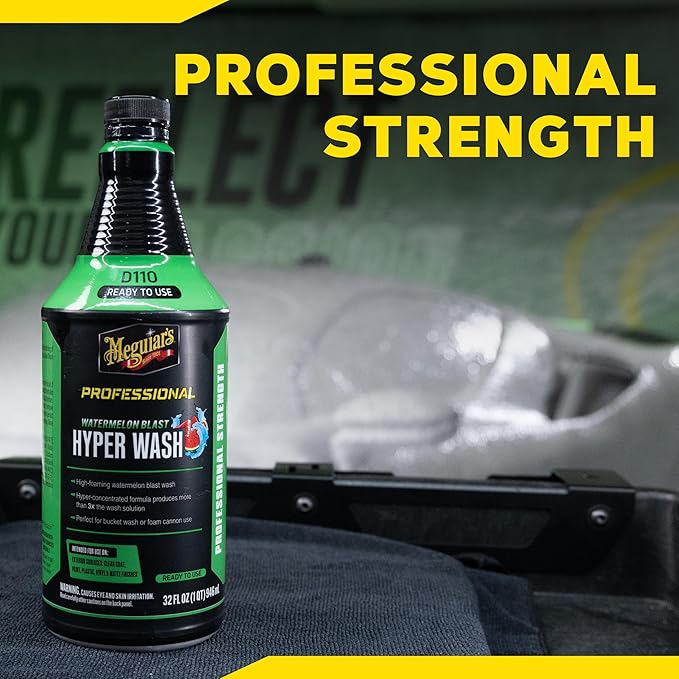 Meguiar's Professional Watermelon Hyper Wash - Professional Car Wash Soap with Rich, Stable Foaming for Excellent Cleaning, Highly Concentrated Formula, Gently Removes Dirt and Grime, 32 Oz Liquid