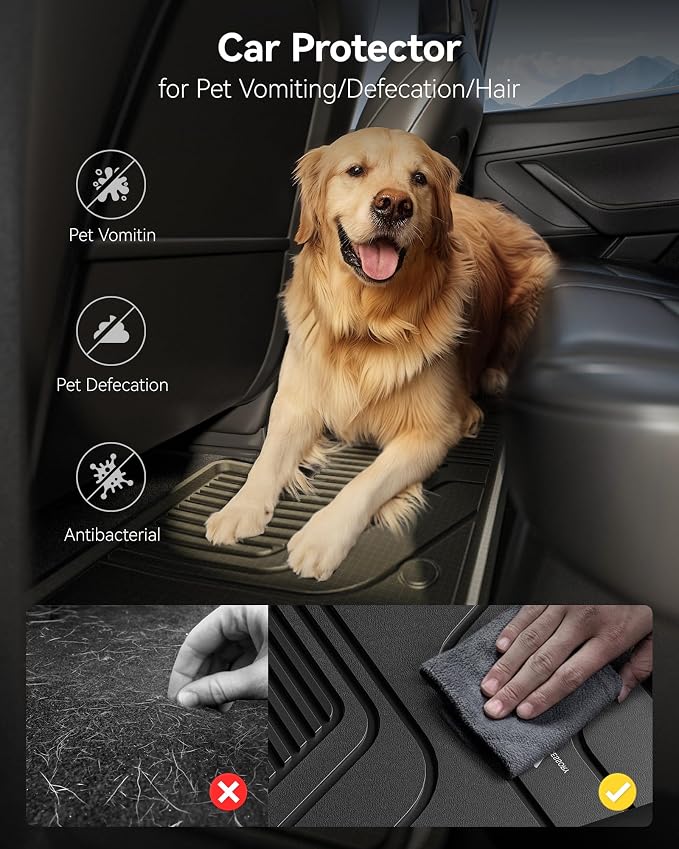 3W Floor Mats & Cargo Liner Fit for Honda Odyssey 2018-2025 2026 Mini Passenger Van, All Weather TPE Floor Liners 1st 2nd & 3rd Rows Car Mats and Trunk Liner Odyssey Car Accessories, Black