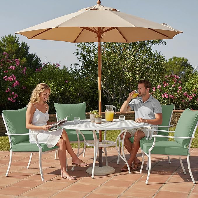 Summsun Outdoor Cushions for Patio Furniture, Double-Sided Waterproof Backrest and Deep Seat Cushion Set with Removable Cover, 22 x 22 Inch, Sage Green, 1 Set