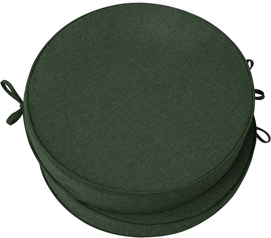 Outdoor Round Chair Cushions 18 Inch, Fade-Resistant & Water-Resistant, Bistro Chair Seat Pads for Porch Garden Balcony Patio Furniture Stools, Non-Slip Bottom, Set of 2, Olive Green