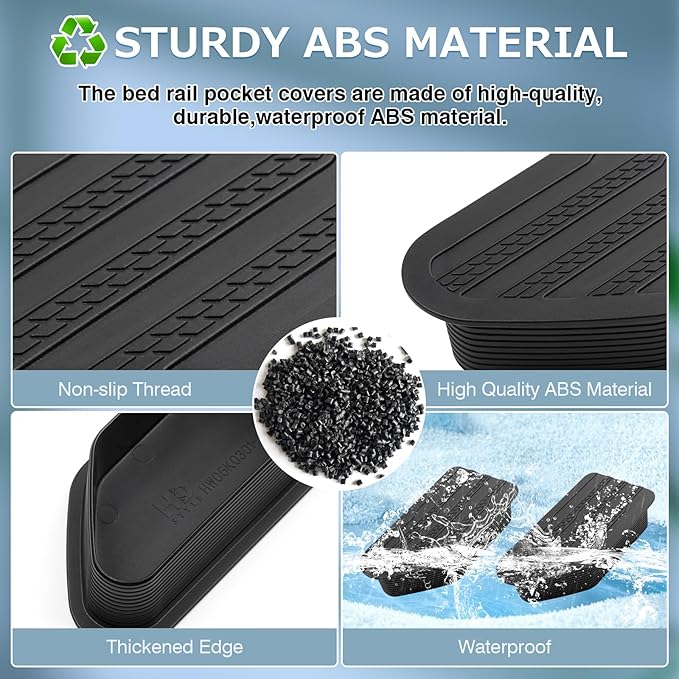 Shademax Stake Pocket Covers Custom Fit for 2019-2024 2025 2026 GMC Sierra and Chevy Silverado Accessories Truck Bed Rail Hole Plugs Stake Pocket Caps Cover (Set of 2)