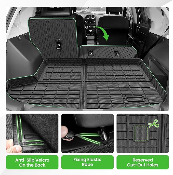 Cargo Liner for Jeep Compass/Patriot 2007-2016 & 2007-2012 Dodge Caliber, All Weather Cargo Mats for Compass Accessories, Heavy Duty TPE Trunk Mat, Car Accessories