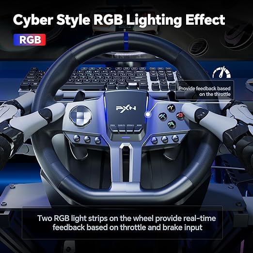 PXN PC Steering Wheel, V9 GEN2 Universal Usb Car Sim 270/900 Degree Race Steering Wheel with 3-Pedals and Shifter Bundle for PC, Xbox One, Xbox Series X/S, PS4, PS3