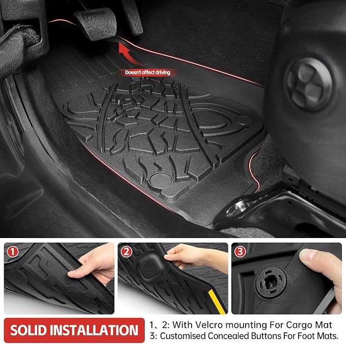 Cargo Mat with Floor Mat Compatible with 2021-2025 Jeep Wrangler JL Unlimited 4XE 4 Door, Floor Liner Seat Back Cover TPE Rear Cargo Liner for 2024 Jeep Wrangler JL/JLU Accessories