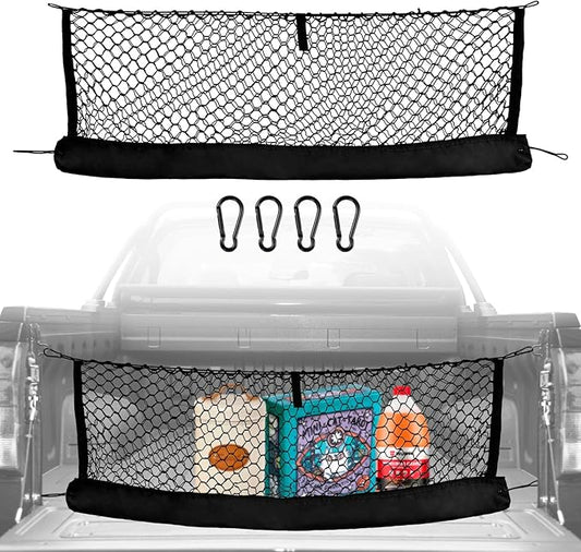 Truck Bed Cargo Net, Universal Fit for Ford F150, Chevy Silverado, GMC Sierra, Heavy Duty Storage Net with Bag