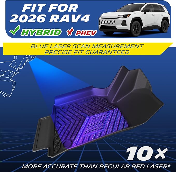 Michelin Vehicle Mats, Premier Series All-Weather TPE Custom Fit Liner for Toyota RAV4 Hybrid 2026-2027 Floor Mats (5 Piece)