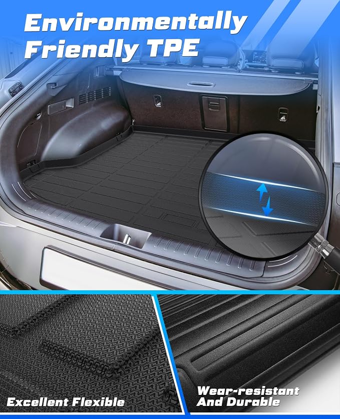 Sunsdrew Trunk Cargo Liner for 2022-2024 Kia EV6 Accessories, Rear Trunk Mat Cargo Mat All Weather Protection TPE Rubber Raised Edge