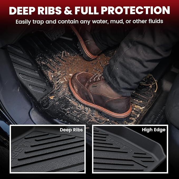 LASFIT Floor Mats & Cargo Liner for Chevrolet Malibu 2013-2015/Malibu Limited 2016 Only, All Weather TPE Custom Fit Floor Mats for Cars, 1st and 2nd Row Car Floor Mats for Malibu Accessories Black