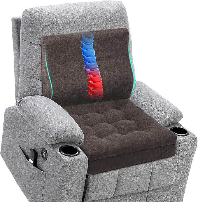 Recliner Cushions for Elderly with Lumbar Support, Patent Design 20x20x4 Inch Thick Chair Cushion Soft Tufted Dual Layer Booster Seat Cushions for Seniors Recliner Risers Taupe 1 Set