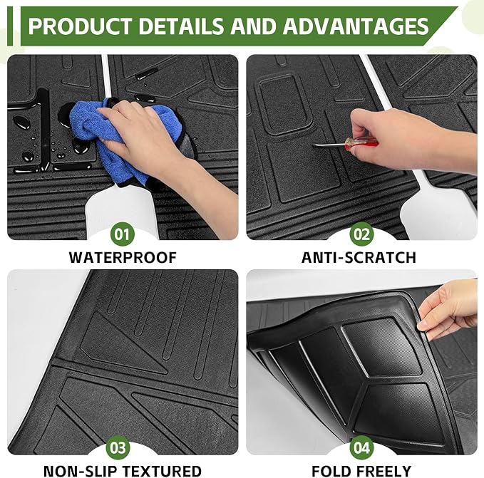 Cargo Liners for 2015-2025 Ford Edge 5 Seats Trunk Mat with Seat Back Cover Accessories, All Weather Rear Cargo Mat Backrest Protector(Only fit 5 Seats)