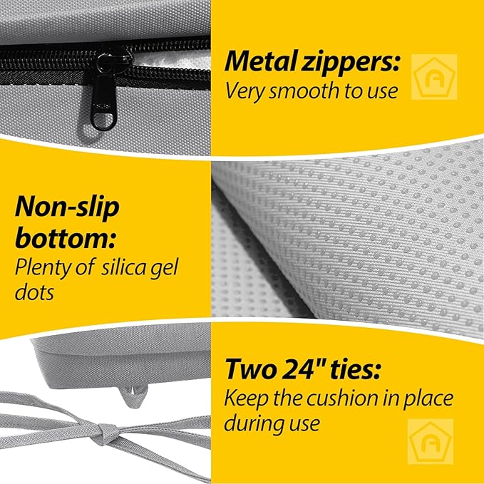AAAAAcessories Outdoor Seat Cushions for Chairs, Waterproof, Fade-Resistant, 18" x 18" x 2", Patio Furniture Replacement Cushions, Set of 2, Gray