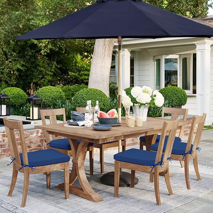HARBOREST Outdoor Chair Cushions Set of 6, Water Resistant Patio Chair Cushions with Ties, Outdoor Seat Cushions for Patio Furniture, 17"x16"x2", Royal Blue