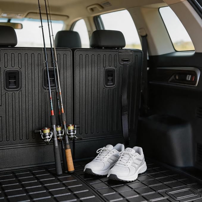 Floor Mats for 2016-2022 Honda Pilot 8 Seats (No Elite Models) All Weather Trunk Mat TPE Trunk Liner Cargo Mat Back Seat Cover for Pilot Car Accessories (Floor Liner + 2 in 1 Cargo Liner)