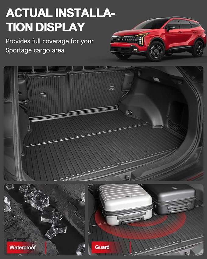 Floor Mats for 2023-2025 2026 Kia Sportage Gas Cargo Mat with Backrest Mat - All Weather Floor Liners Cargo Liner with Seat Back Protector Full Set for Sportage Accessories (Not for Hybrid)