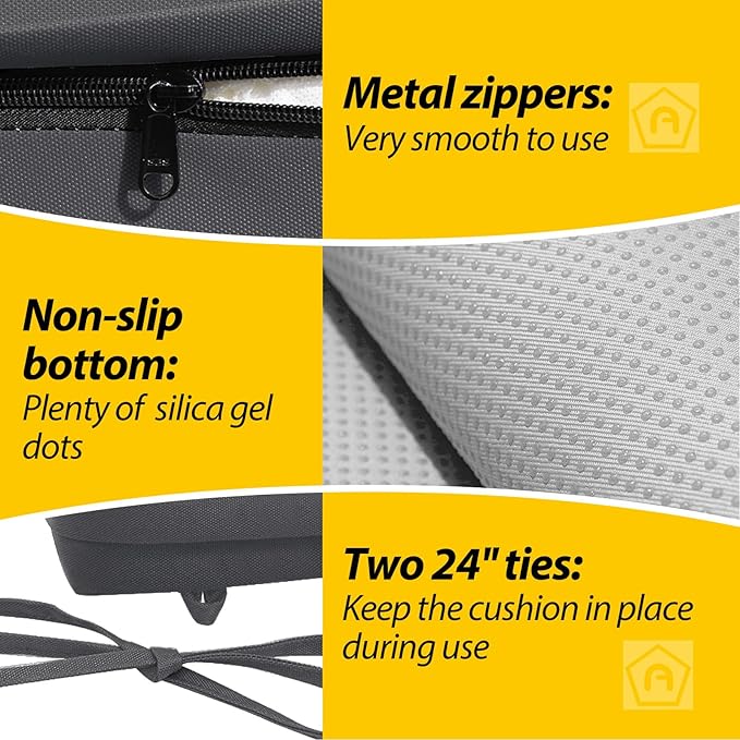 AAAAAcessories Outdoor Seat Cushions for Chairs, Waterproof, Fade-Resistant, 20" x 20" x 3", Patio Furniture Replacement Cushions, Set of 2, Dark Gray