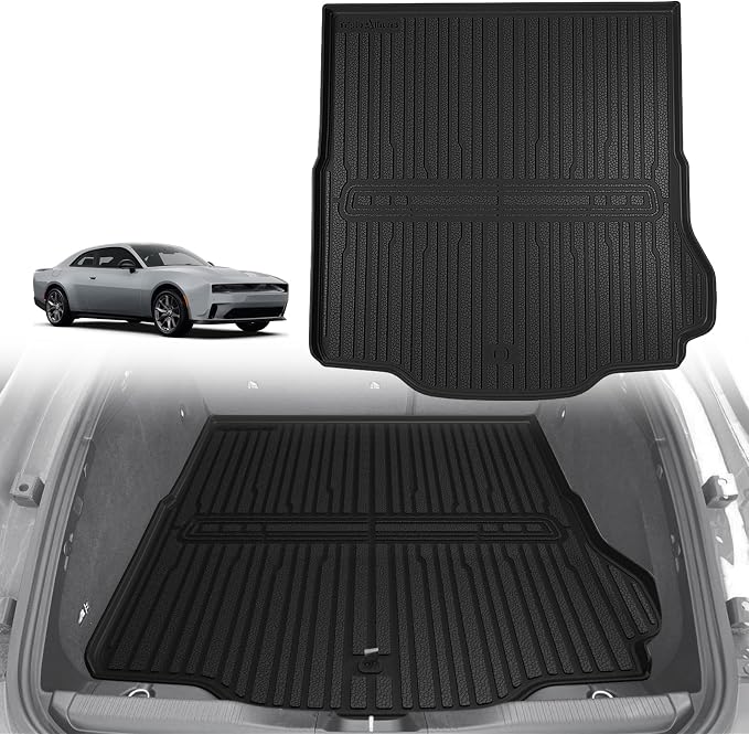 TripleAliners All-Weather Mats Compatible with 2026 2025 2024 Dodge Charger EV Accessories Floor Liners Trunk Cover Custom Fit TPE Heavy-Duty Liners (Trunk Mat)