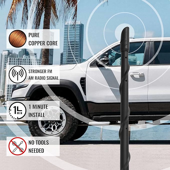 KSaAuto Antenna for 2009-2026 Ford F150, 2017-2026 F250 F350, Ford F-150 Truck Short Antenna 13 Inch, F 150 Car Radio FM AM Reception, Black, KF-2