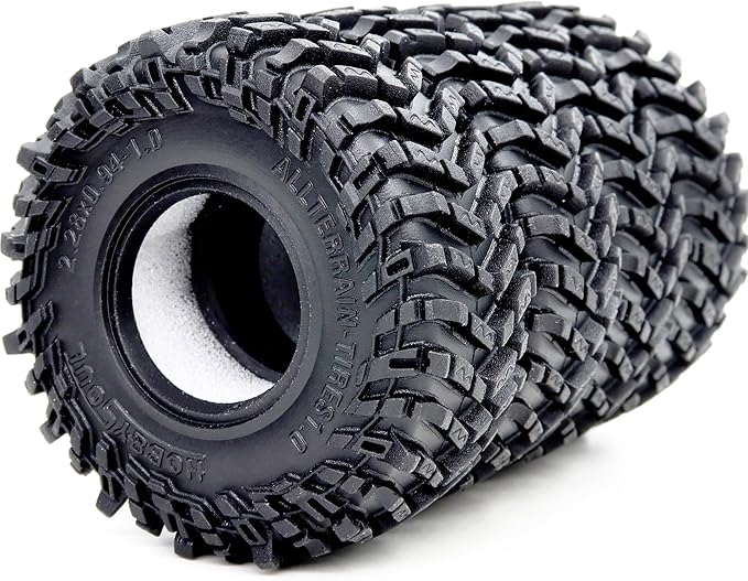 HOBBYSOUL 1.0 Tires 58mm Tall All Terrain Super Soft Sticky mud Tyre for RC Crawler 1/24 SCX24 1/18 TRX4M Upgrades