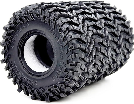 HOBBYSOUL 1.0 Tires 58mm Tall All Terrain Super Soft Sticky mud Tyre for RC Crawler 1/24 SCX24 1/18 TRX4M Upgrades