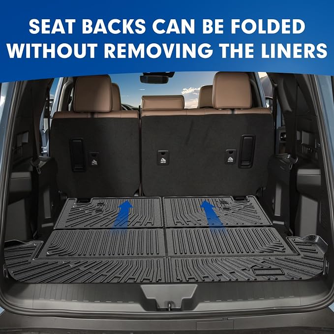 Mixsuper Cargo Liner for Toyota 4Runner 2025-2026 7-Passenger Models Only (Not for 5-Seater), All Weather Trunk Mat & Separate Seatback Protectors