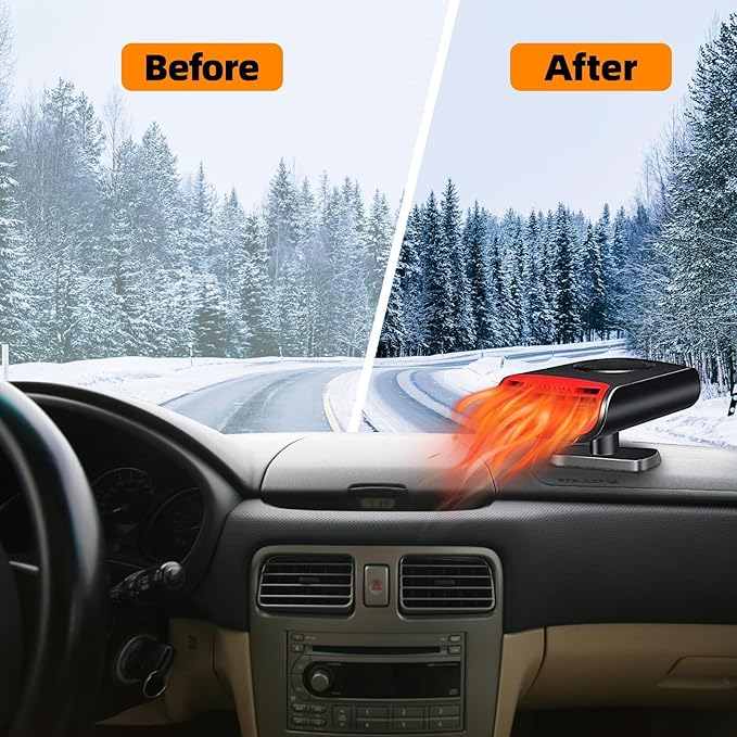 Car Heater, 12V 150W 2026 Upgrade 2-in-1 Portable Defroster & Defogger, Fast Heating & Cooling Fan for Windshield, Plugs into Cigarette Lighter for Car, Truck, RV