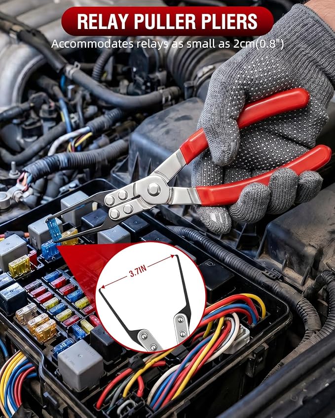 10-Piece Electrical Disconnect Pliers Kit for Cars, Automotive Electrical Plug Connector Disconnect Tool and Connector Separator and Hose Clamp Pliers, Includes Terminal Pin Removal Tool