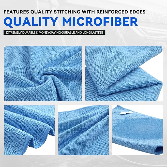 Auto Dynasty Universal 16" L X 12" W - 24 Pieces Ultra Soft Microfiber Cleaning Cloth Dusting Towel for Car Washing Automotive Garage Home Office Furniture Bath Windows (Yellow Orange Blue Green)