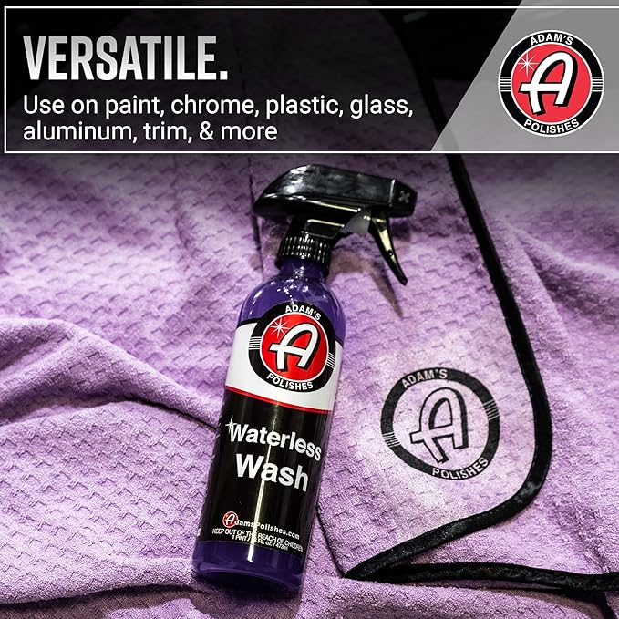 Adam's Polishes Waterless Car Wash Kit - Car Cleaning Supplies for Car Detailing | Safe Ultra Slick Lubricating Formula for Car, Boat, Motorcycle, RV | No Garden Hose, Wash Soap or Foam Cannon Needed