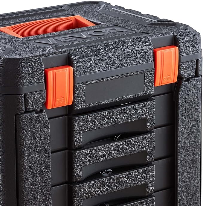 VEVOR Mechanics Tool Set, 297-Piece Mechanic Tool Kit, 1/4 in, 3/8 in, and 1/2 in Drive, SAE and Metric Socket Set, Wrenches, Screwdriver Bits, Accessories, and Storage Case, for Automotive Repair