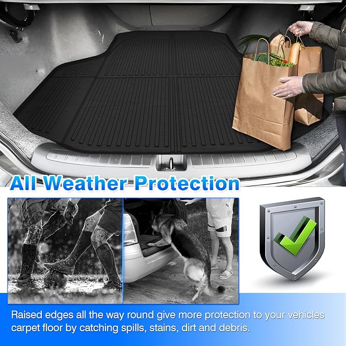 Cartist Cargo Liner Compatible with Honda Accord & Accord Hybrid 2018-2022 All Weather Rear Trunk Mat High Side Waterproof TPE Black