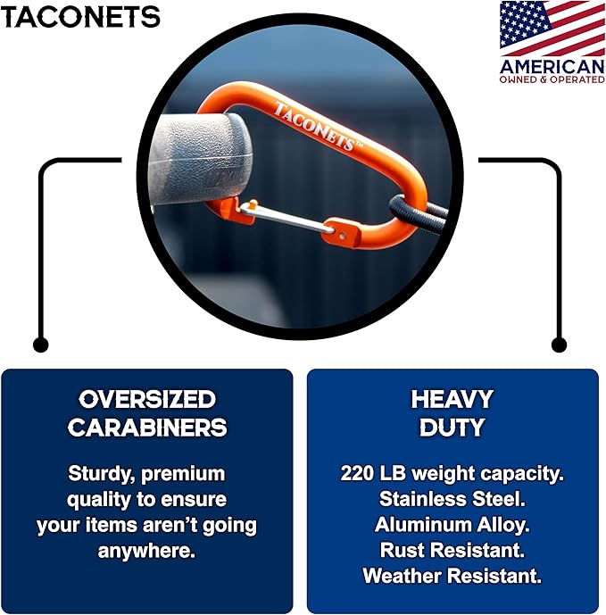 Envelope Cargo Net for Toyota Tacoma - Fits 2005-Current - Patented Bed Rail Integration - Upgraded 5mm Bungee - Integrated Storage Bag - Heavy Duty Carabiners - Designed in USA