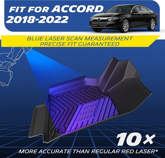Michelin Vehicle Mats, Premier Series All-Weather TPE Custom Fit Liner for Honda Accord Gasoline & Hybrid 2018-2022 Floor Mats B(3 Piece)