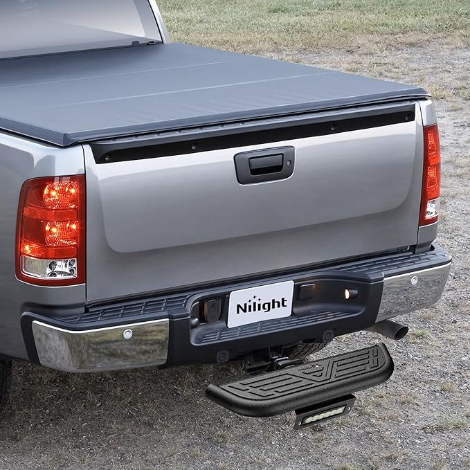 Nilight Hitch Step 2 Inch Receiver Universal with LED Light, Pin Lock and U-Bolts Stabilize,Rear Bumper Guard for Pickups Trucks Vans SUVs ATVs