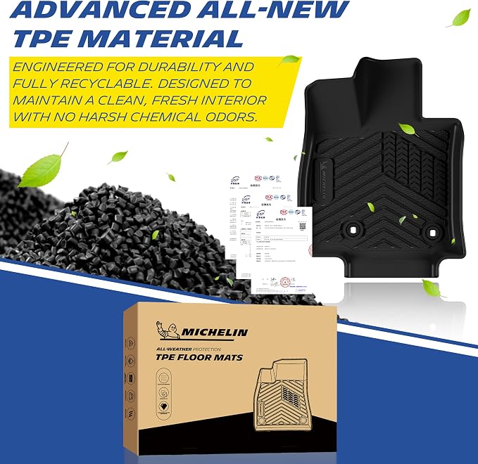 Michelin Vehicle Mats, Premier Series All-Weather TPE Custom Fit Liner for Toyota RAV4 Hybrid 2026-2027 Floor Mats (5 Piece)